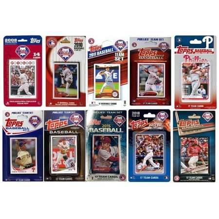 WILLIAMS & SON SAW & SUPPLY C&I Collectables PHILS1019TS MLB Philadelphia Phillies 10 Different Licensed Trading Card Team Sets PHILS1019TS